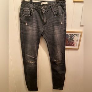 Zara Woman Premium Denim Collection size 8.  Dark gray distressed knees